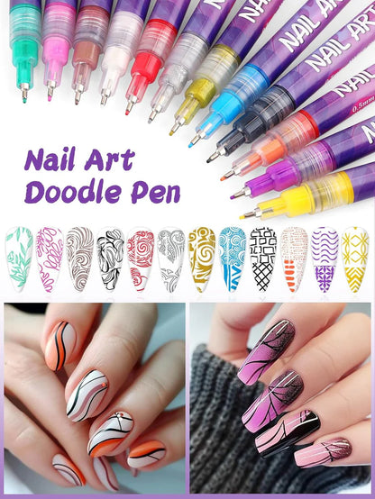 Bellevivo Nail Art Doodle Pens