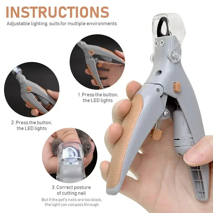 Professional Pet Nail Clipper Scissors With LED Light Cats, Dogs Nail Clippers [ 50% OFF ]